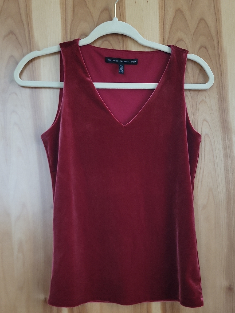 White House Black Market Velvet V-Neck Camisole in Wine